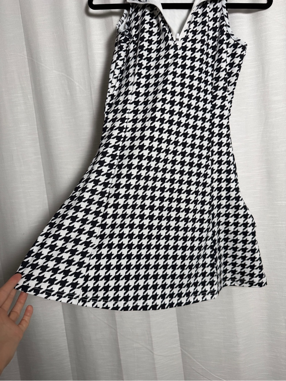 Black & White Houndstooth Sleeveless Quarter Zip Golf Tennis Dress | Size XS - Picture 7 of 15